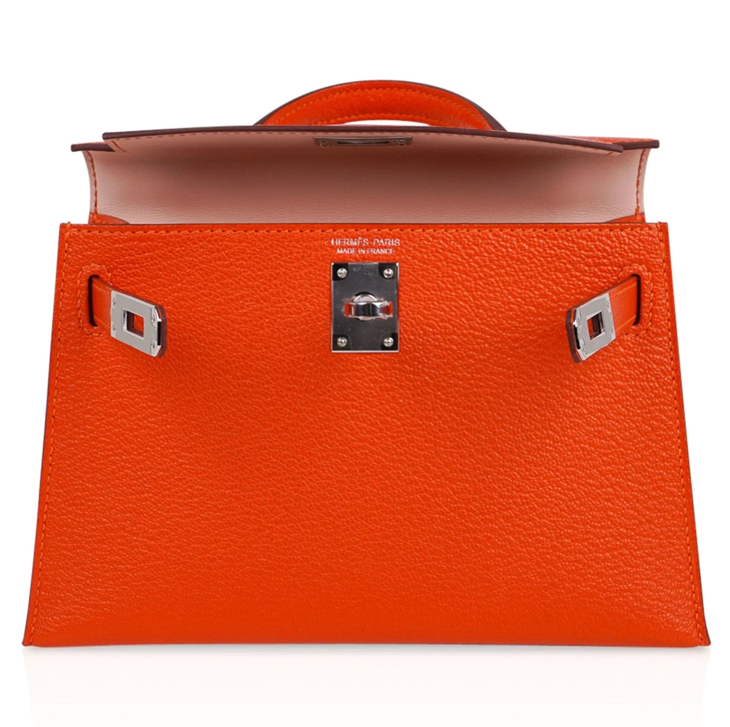 Kelly 20 Mini Sellier Bag Orange Feu / Rose Eglantine Chevre Bi-Color New w/Box