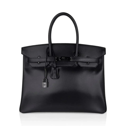 Birkin 35 Bag So Black Box Leather Limited Edition Very Rare