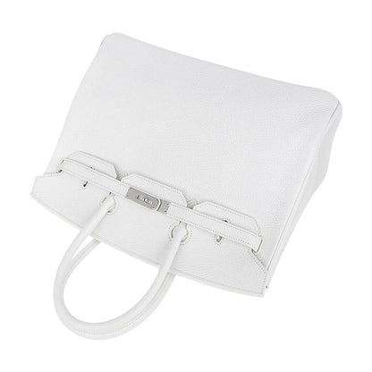 Birkin 35 Bag White Clemence Leather with Palladium Hardware
