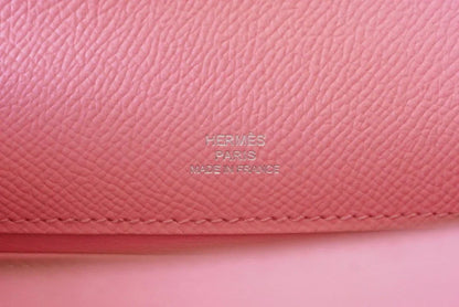 Kelly Pochette Clutch Bag Rose Confetti Pink Epsom Palladium