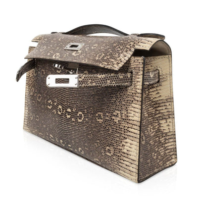 Kelly Pochette Bag Ombre Lizard Clutch Palladium Hardware Very Rare