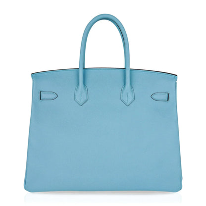 Birkin 35 Bag Blue Atoll Gold Hardware Epsom Leather
