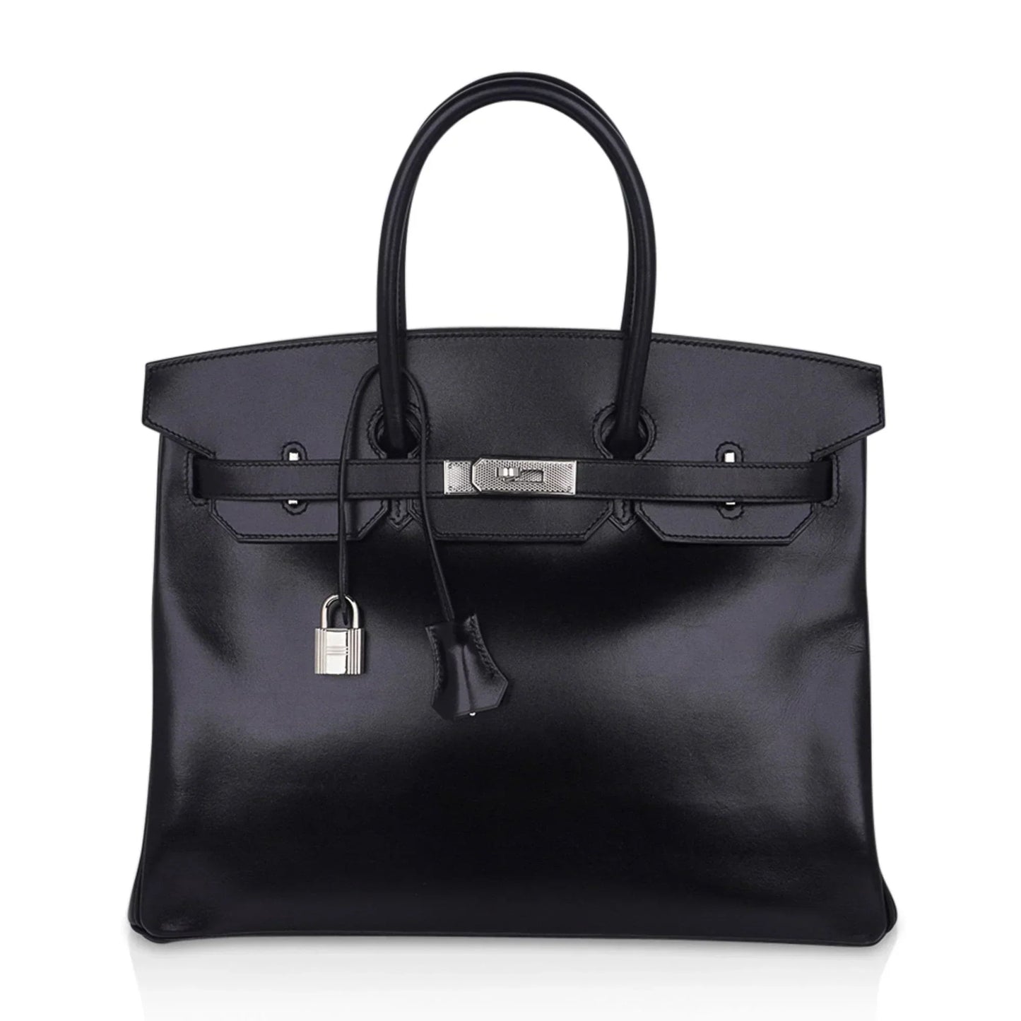 Birkin 35 Bag Black Box Palladium Guilloche Hardware