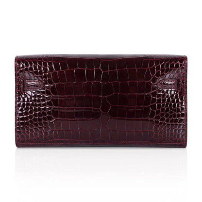 Kelly Classique To Go Wallet Bordeaux Alligator Gold Hardware New w/Box