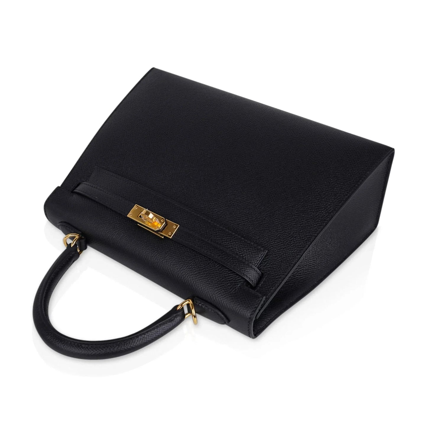 Kelly Sellier 25 Bag Black Epsom Gold Hardware New