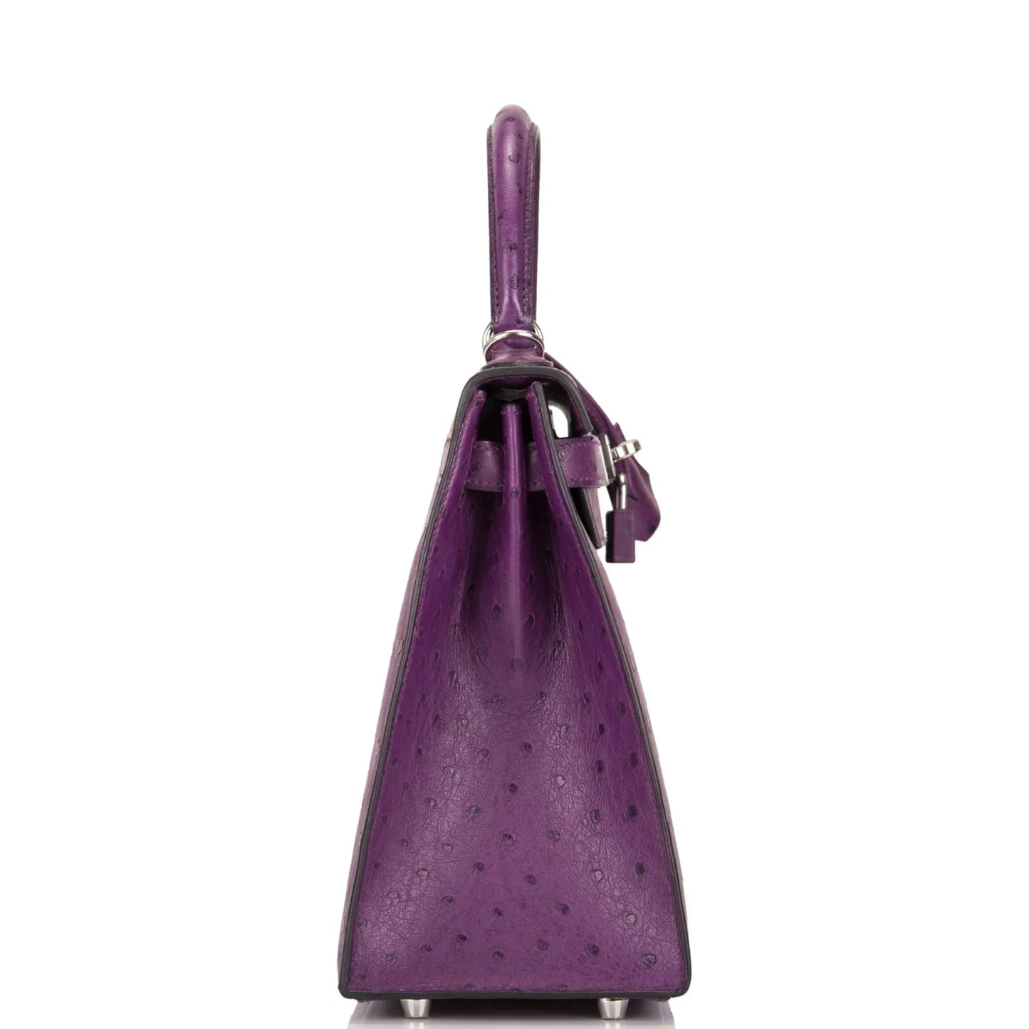 Kelly Violine Sellier Ostrich with Palladium Hardware
