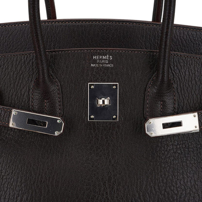 Birkin 35 Bag Cocoan Brown Chevre Leather with Palladium Hardware