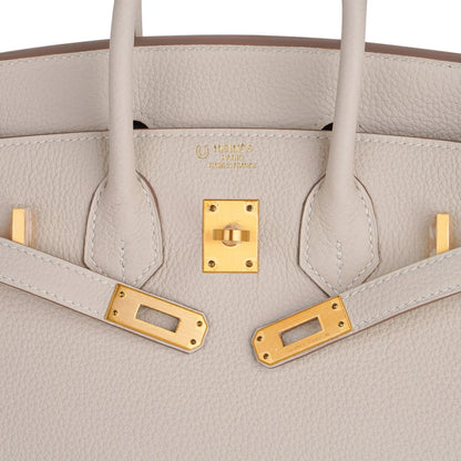 Birkin HSS 25 Bag Beton w/ Pink Rose Pourpre Brushed Gold Hardware Togo