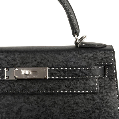 Kelly 28 Bag Black Un Point Sur Deux Veau Graine Monsieur Limited Edition