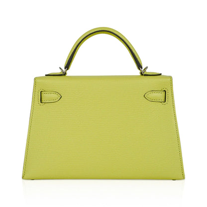 Mini Kelly 20 Bag Sellier Jaune Bourgeon Chevre Leather with Palladium Hardware