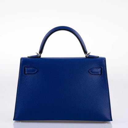 Kelly Mini II Sellier Blue Electric Epsom Palladium Hardware