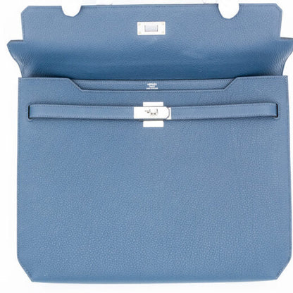 Kelly Depeches 36 Document Holder In Bleu De Prusse Togo Calfskin
