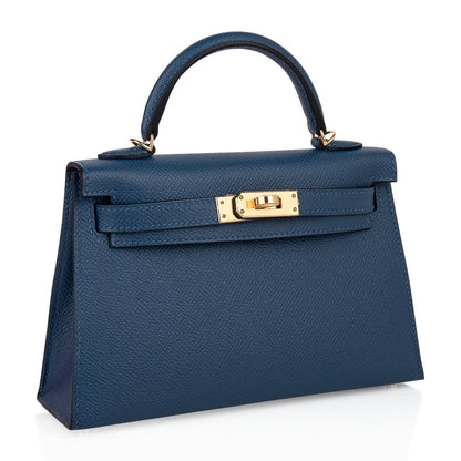 Kelly 20 Mini Sellier Bag Deep Blue Epsom Leather Gold Hardware