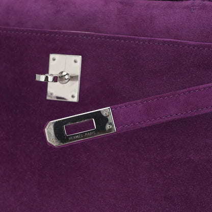 Limited Edition Kelly Pochette Violet Doblis Clutch Bag with Palladium Hardware