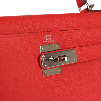 Kelly Sellier Rouge Tomate Epsom Palladium Hardware