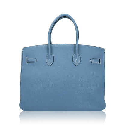 Birkin 35 Bag Blue Jean Togo Leather with Palladium Hardware