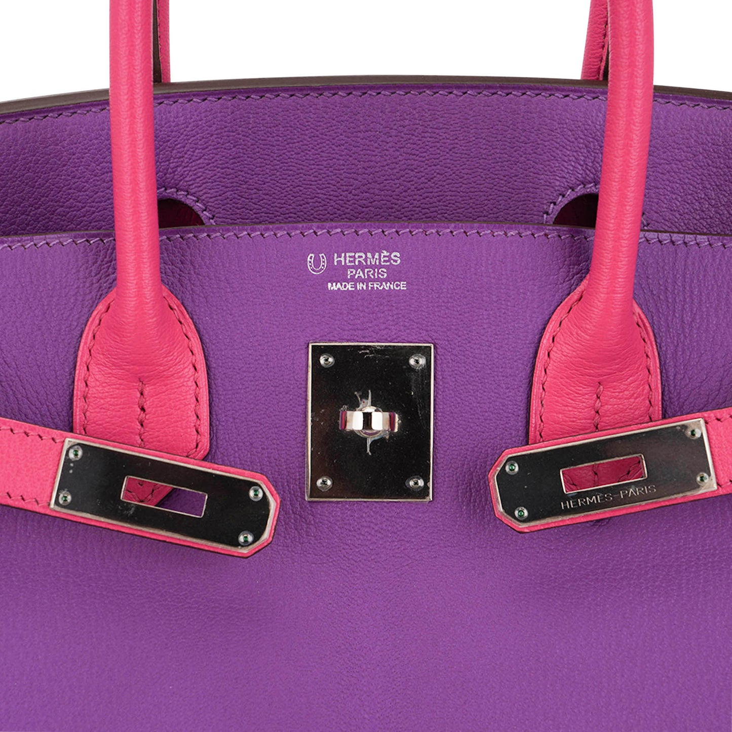 Special Order HSS Birkin 30 Bag Parme and Rose Shocking Chevre Leather with Palladium Hardware