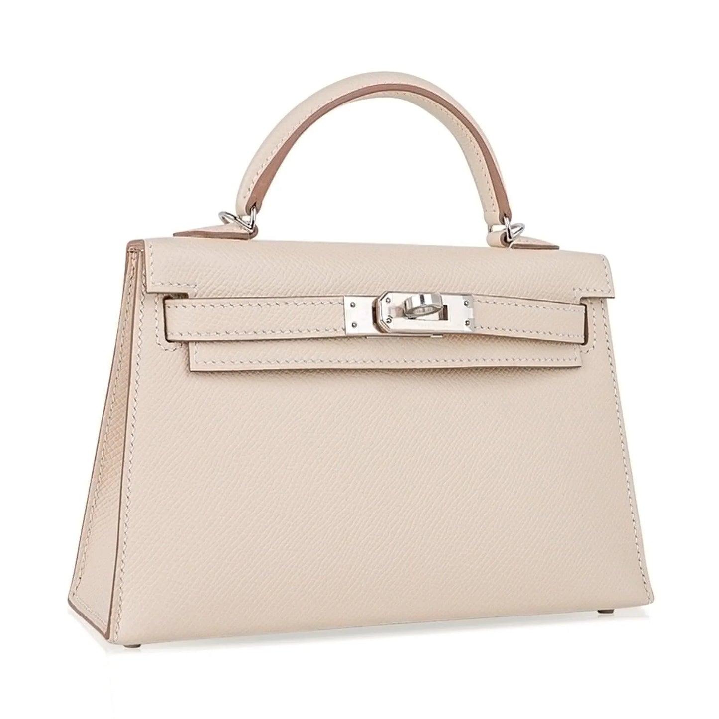 Kelly 20 Mini Sellier Bag Craie Epsom Leather Palladium Hardware New w/Box