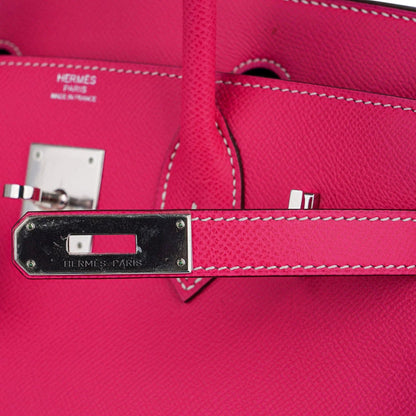Birkin 30 Bag Rose Tyrien Candy Epsom Limited Edition Palladium