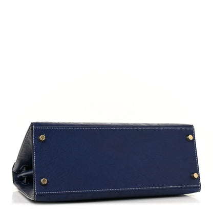 Kelly 25 Bleu Iris Sellier Ostrich Gold Hardware