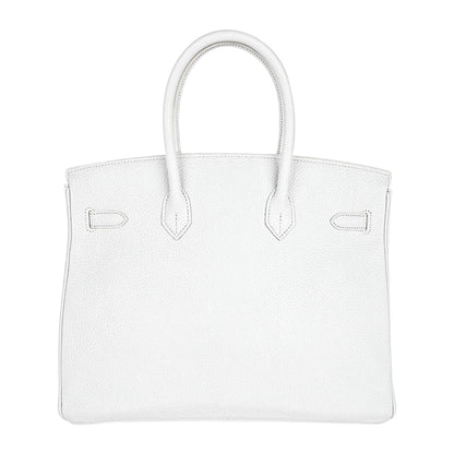 Birkin 35 Bag White Clemence Leather with Palladium Hardware
