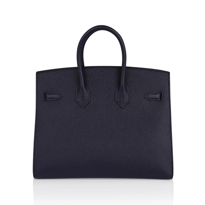 Birkin Sellier 25 Bag Blue Indigo Epsom Leather with Palladium Hardware