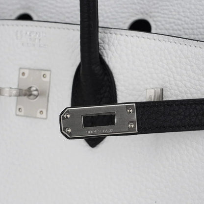 Birkin HSS 25 Bag White w/ Black Brushed Palladium Hardware