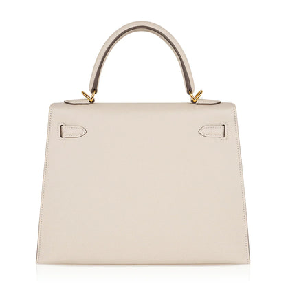 Kelly 25 Sellier Bag Craie Epsom Leather with Gold Hardware