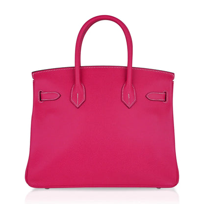 Birkin 30 Bag Rose Tyrien Candy Epsom Limited Edition Palladium