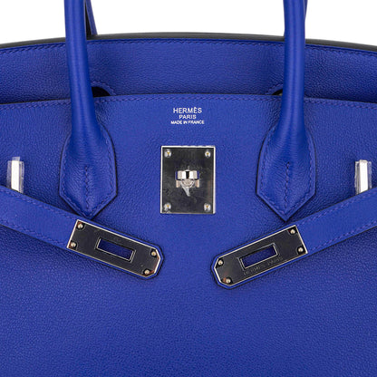Birkin 30 Bag Blue Electric Novillo Leather with Palladium Hardware