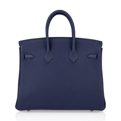 Birkin 25 Bag Blue Encre Gold Hardware Togo Leather