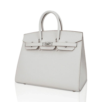 Birkin Sellier 25 Bag Gris Pale Epsom Leather with Palladium Hardware