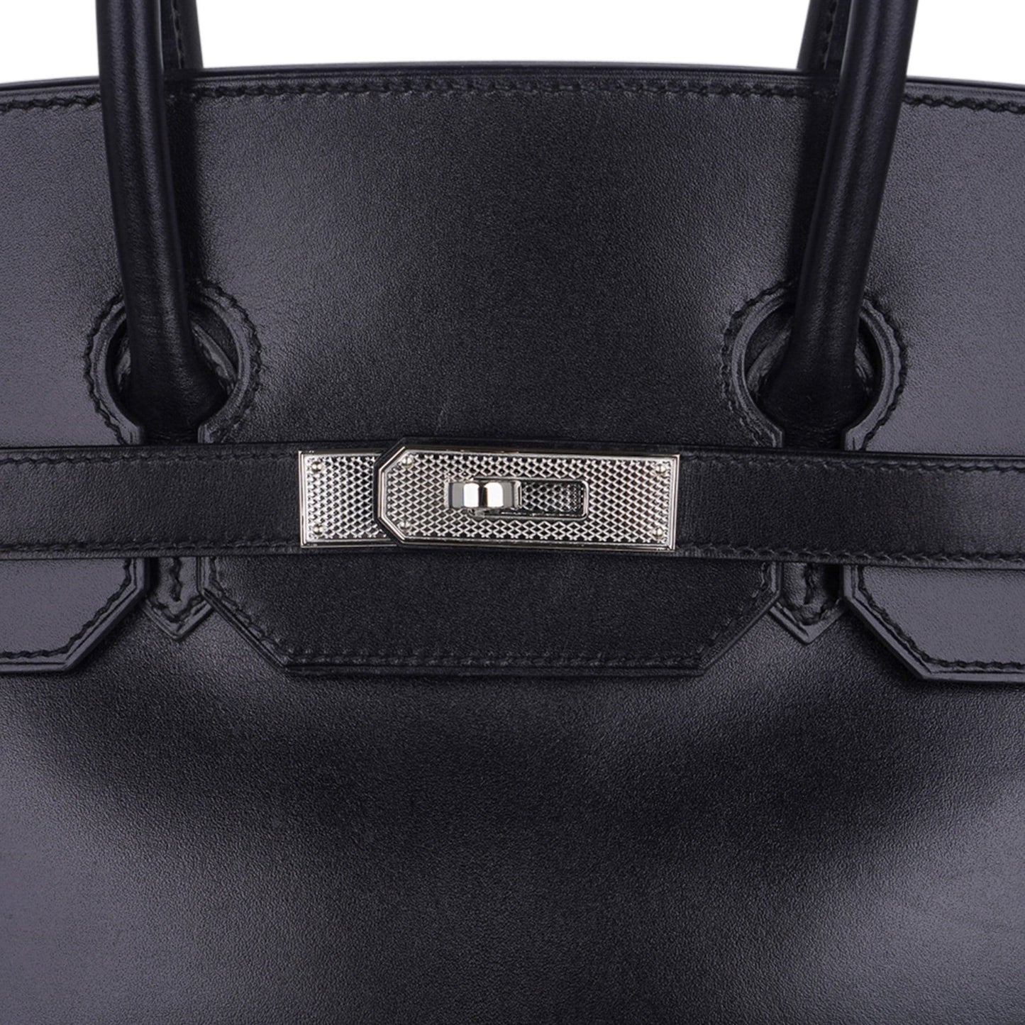 Birkin 35 Bag Black Box Palladium Guilloche Hardware