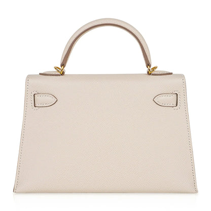 Kelly 20 Mini Sellier Bag Craie Epsom Leather with Gold Hardware