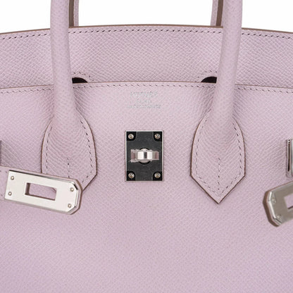 Birkin 25 Bag Sellier Mauve Pale Epsom Leather with Palladium Hardware