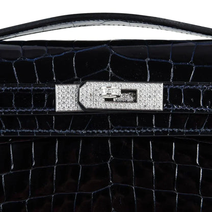 Kelly Cut Diamond Blue Marine Crocodile Bag Exquisite Clutch