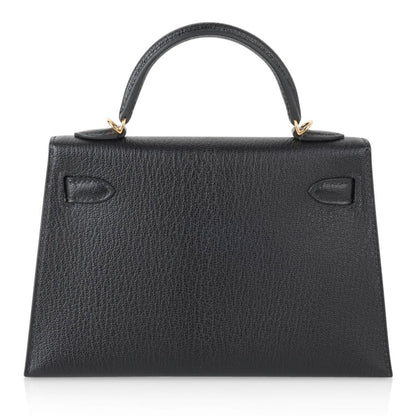 Kelly 20 Mini Kelly II Sellier Bag Black Chevre Gold Hardware Limited Edition