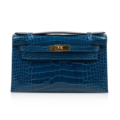 Kelly Pochette Mykonos Alligator Gold Hardware