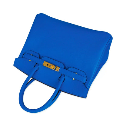 Birkin 30 Bag Bleu Frida Epsom Gold Hardware New w/ Box