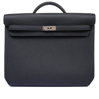 Kelly Black Togo 36 Briefcase Palladium Hardware FR trendy frosted leather casual bag