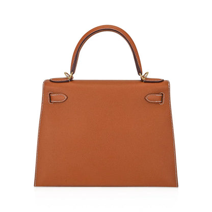Kelly 28 Sellier Bag Gold Epsom Leather with Gold Hardware