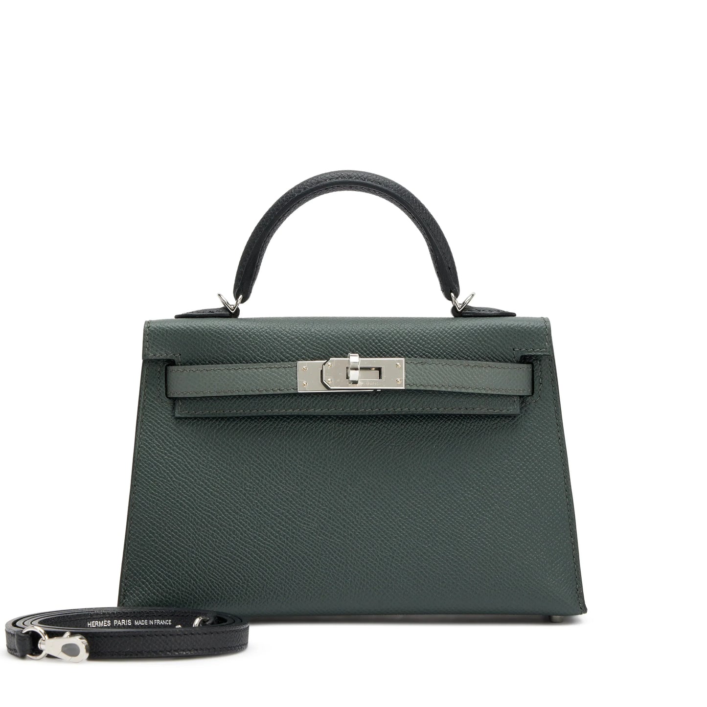 Kelly 20 II Vert Amande and Black Epsom Mini Palladium Hardware