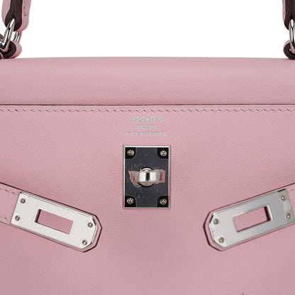 Kelly 25 Bag Rose Sakura Swift Leather with Palladium Hardware