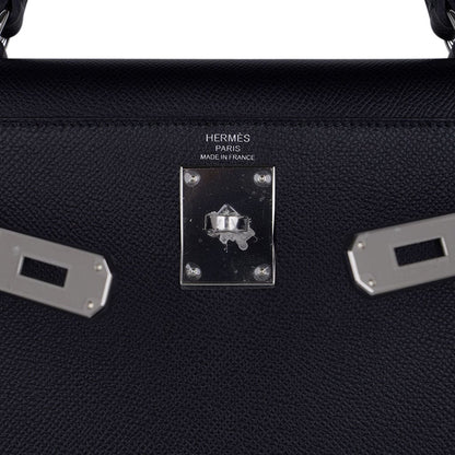 Kelly 28 Sellier Bag Black Epsom Leather with Palladium Hardware