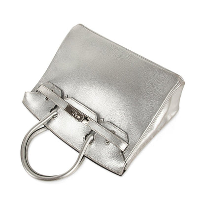 Limited Edition Birkin 30 Bag Silver Metallic Chevre Leather with Palladium Hardware