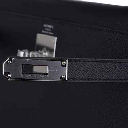 Kelly 28 Sellier Bag Black Epsom Leather with Palladium Hardware