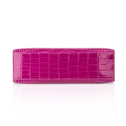 Kelly Pochette Clutch Bag Rose Scheherazade Pink Alligator Gold Hardware
