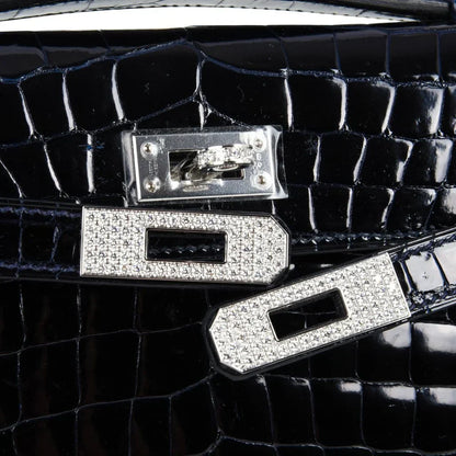 Kelly Cut Diamond Blue Marine Crocodile Bag Exquisite Clutch