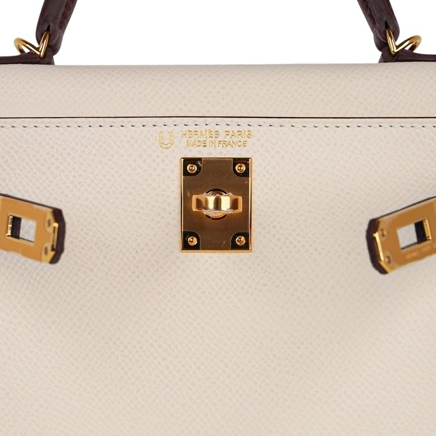 Special Order HSS Mini Kelly 20 Sellier Bag Nata & Bordeaux Epsom Leather with Gold Hardware