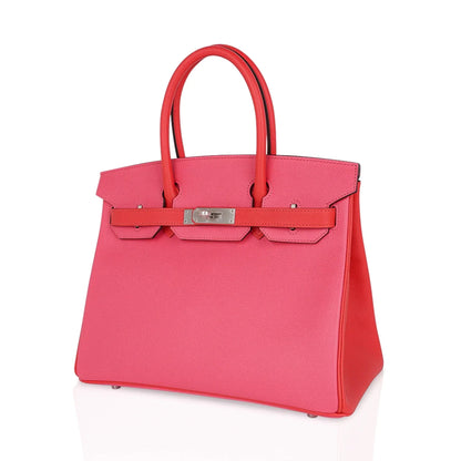 Special Order HSS Birkin 30 Bag Rose Azalee & Rose Jaipur Epsom with Brushed Palladium Hardware